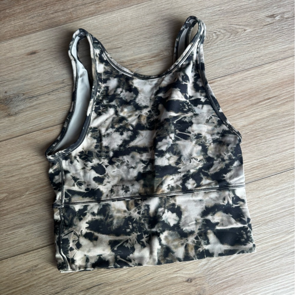 lululemon athletica Black and Cream Tie-Dye Crop Tank